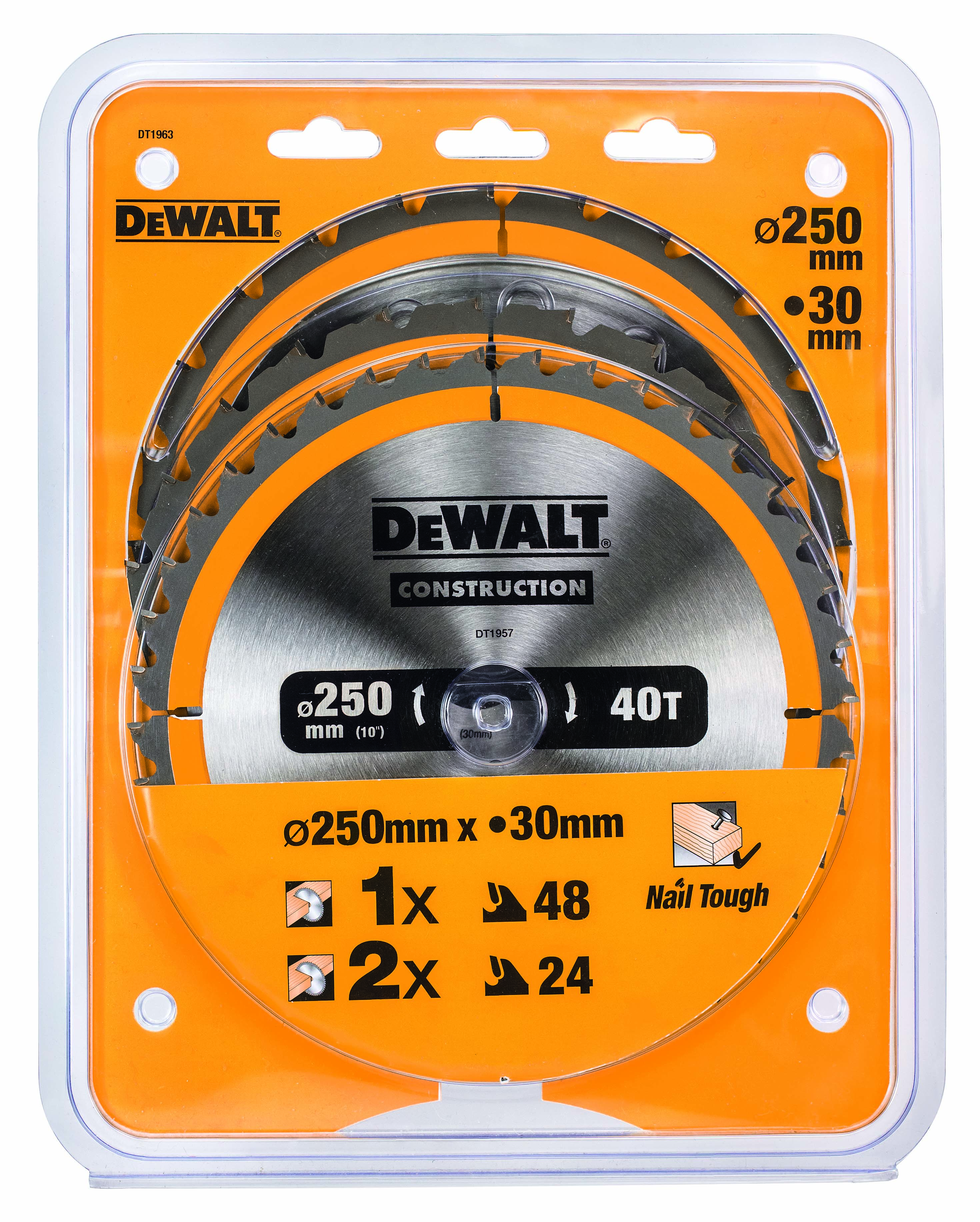 DeWalt DT 1963 Bau-Kreissägeblatt-Set für Stationärsägen 3er Pack