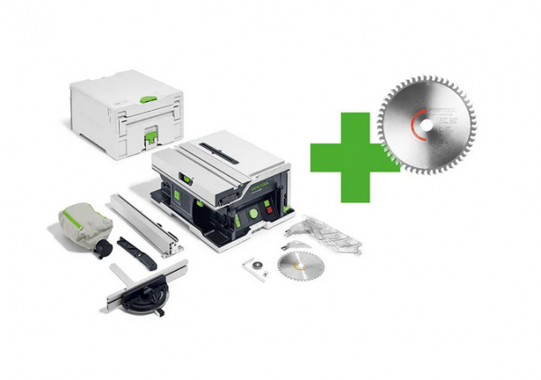 Festool Akku-Tischkreissäge CSC SYS 50 Master Edition + Kreissägeblatt